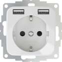 2USB inChargePRO SI USB AA stopcontact 12W 2.4A Glanzend Crème