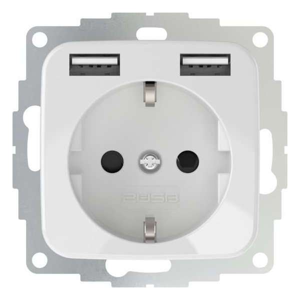 2USB inChargePRO SI USB AA stopcontact 12W 2.4A Glanzend Crème