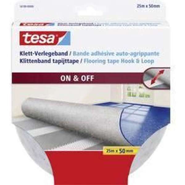 tesa Klittenband voor tapijt Om vast te plakken (l x b) 25 m x 50 mm Wit 1 stuk(s) tesa Klittenband voor tapijt Om vast te plakken (l x b) 25 m x 50 mm Wit 1 stuk(s)