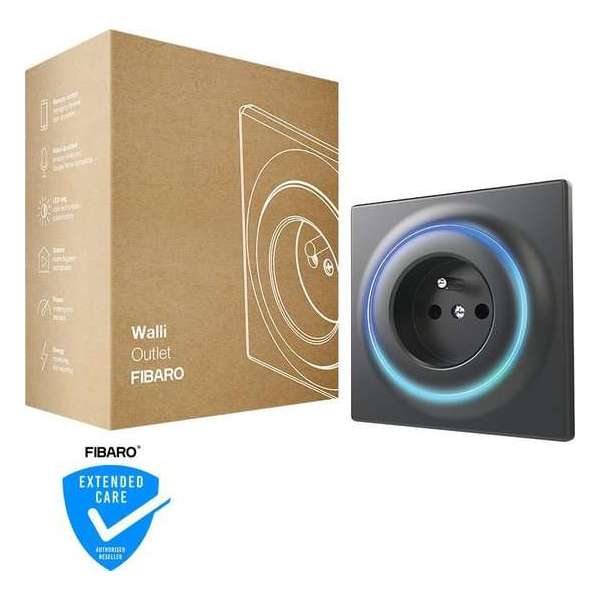 FIBARO Walli Outlet type E - Slimme inbouw stekker voor BE / FR - Antraciet - Z-Wave Plus FIBARO Walli Outlet type E - Slimme inbouw stekker voor BE / FR - Antraciet - Z-Wave Plus