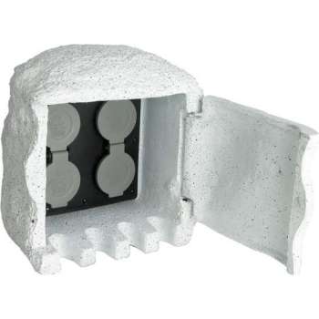 Buitenstopcontact - Behuizing van hars en kunststof stopcontacten - 20 x 20 x 21 cm - Met afstandbediening