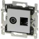 Niko stopcontact coax + RJ45 Cat5E UTP Intense sterling
