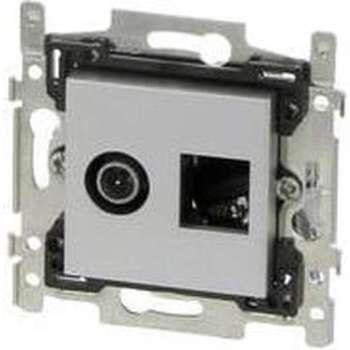 Niko stopcontact coax + RJ45 Cat5E UTP Intense sterling