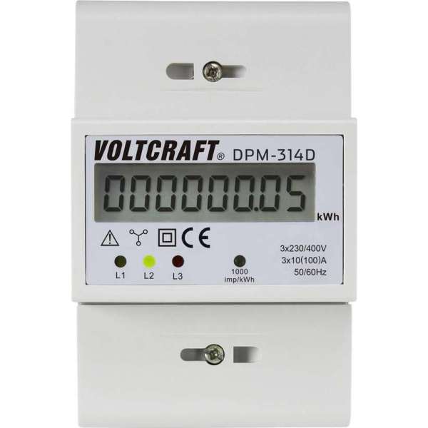 VOLTCRAFT DPM-314D kWh-meter 3-fasen Digitaal 100 A Conform MID: Nee 1 stuk(s)