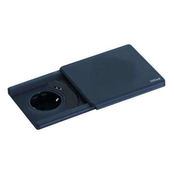 Schulte Stopcontact Evoline Square inbouw contactdoos met USB lader - Belgisch kleur Zwart Schulte Stopcontact Evoline Square inbouw contactdoos met USB lader - Belgisch kleur Zwart