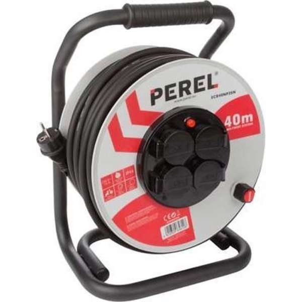 PROFESSIONELE NEOPREEN KABELHASPEL - 40 m - 3G2.5 - 4 STOPCONTACTEN - PENAARDE PROFESSIONELE NEOPREEN KABELHASPEL - 40 m - 3G2.5 - 4 STOPCONTACTEN - PENAARDE