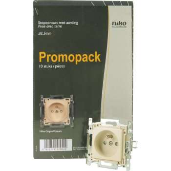 NIKO Original Cream inbouw stopcontact - penaarde -  enkelvoudig - 10 stuks