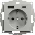 Stopcontact - Inbouw - Randaarde - USB Type A+C - Aluminium - Systeem M - Schneider Electric - MTN2367-0460