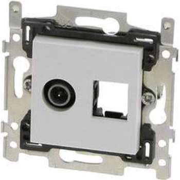 Niko Stopcontact Coax + RJ45 Cat5E UTP Original White