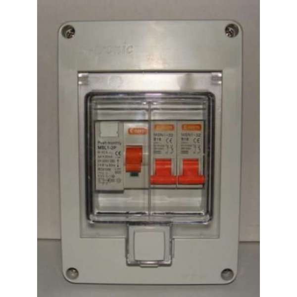 1 fase uitbreidingskast met 2 licht groepen IP55 1 fase uitbreidingskast met 2 licht groepen IP55