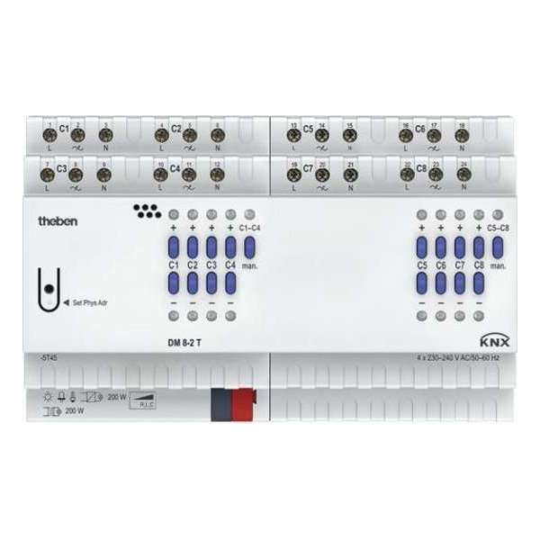 Theben 4940285 DM 8-2 T KNX 8-voudige universele dimactor FIX2 met dimbereik 0-100%, ballast Theben 4940285 DM 8-2 T KNX 8-voudige universele dimactor FIX2 met dimbereik 0-100%, ballast