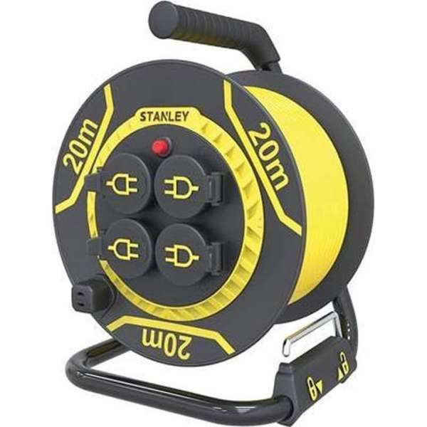 Kabelhaspel neopreen Stanley - 20 m - 3g1.5 - 4 stopcontacten Kabelhaspel neopreen Stanley - 20 m - 3g1.5 - 4 stopcontacten