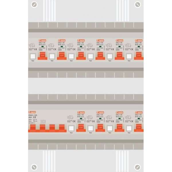 3 fase groepenkast met 10 aardlekautomaten 3 fase groepenkast met 10 aardlekautomaten