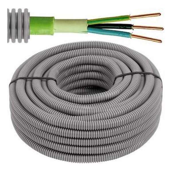Flexibele voorbedrade buis met XGB kabel - 3G2,5mm² Ø 20mm, 100 meter - FLEX FZXGB325 Flexibele voorbedrade buis met XGB kabel - 3G2,5mm² Ø 20mm, 100 meter - FLEX FZXGB325