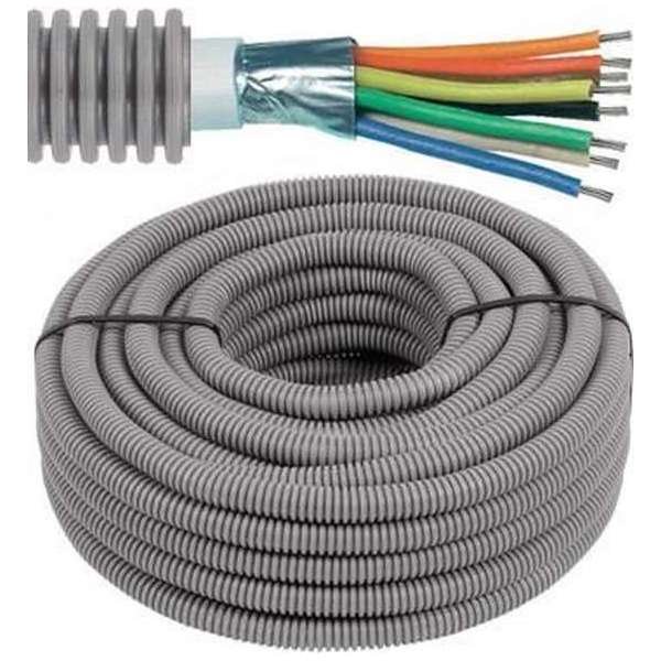 Flexibele voorbedrade buis met alarmkabel - 10 x 0,22mm² Ø 16mm, 100 meter - FLEX FEAL1022 Flexibele voorbedrade buis met alarmkabel - 10 x 0,22mm² Ø 16mm, 100 meter - FLEX FEAL1022