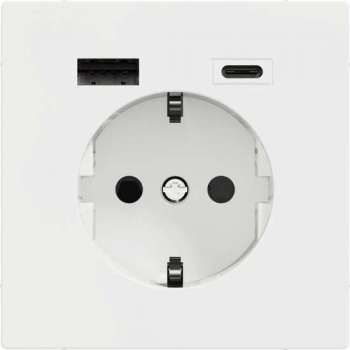 Stopcontact - Inbouw - Randaarde - USB Type A+C - Lotuswit - Systeem Design - Schneider Electric - MTN2367-6035