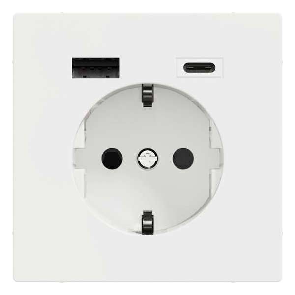 Stopcontact - Inbouw - Randaarde - USB Type A+C - Lotuswit - Systeem Design - Schneider Electric - MTN2367-6035 Stopcontact - Inbouw - Randaarde - USB Type A+C - Lotuswit - Systeem Design - Schneider Electric - MTN2367-6035