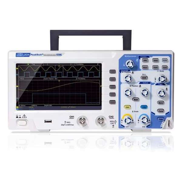 PeakTech 1336 50 MHz / 2 CH, 500 MS / s, digitale opslag-oscilloscoop PeakTech 1336 50 MHz / 2 CH, 500 MS / s, digitale opslag-oscilloscoop