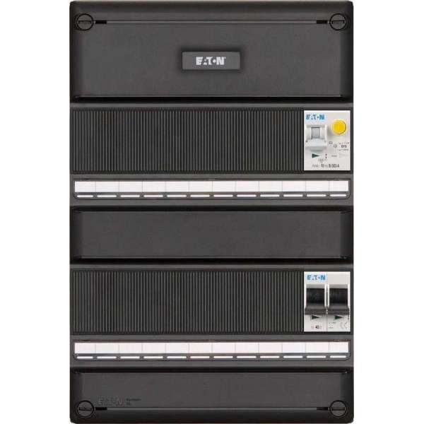 Eaton groepenkast, 1 aardlekautomaat, 1 hoofdschakelaar 2P Eaton groepenkast, 1 aardlekautomaat, 1 hoofdschakelaar 2P