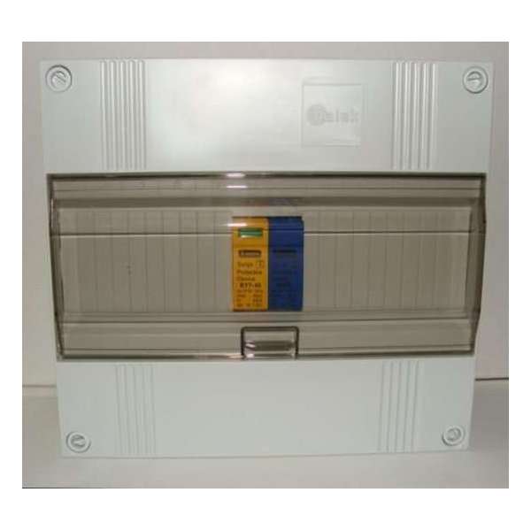 Overspanningsbeveiliging 1p+n in 12 modulen kast met buisinvoer Overspanningsbeveiliging 1p+n in 12 modulen kast met buisinvoer