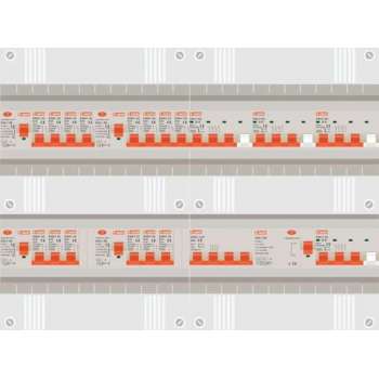 3 fase groepenkast met 14 licht groepen en 4 krachtgroepen
