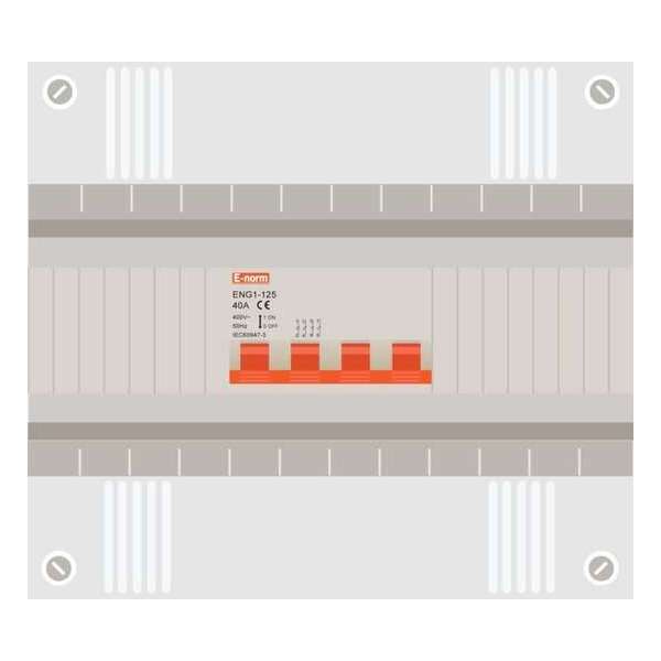 Hoofdschakelaar 4p 40a in 12 modulen kast met buisinvoer Hoofdschakelaar 4p 40a in 12 modulen kast met buisinvoer