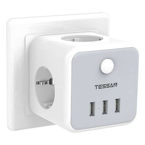 met 3 stopcontacten/3 USB-opladeradapter USB Stekker Stekkeradapter met 3 stopcontacten/3 USB-opladeradapter USB Stekker Stekkeradapter