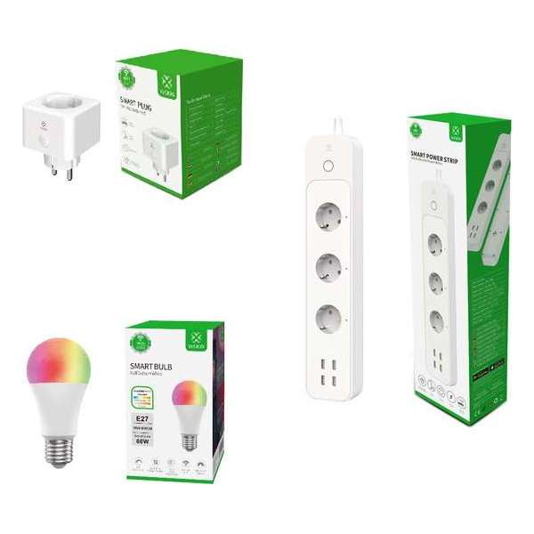 Woox Smart Home start slim pakket 2021 - Slimme lamp, stekker en stekkerdoos Woox Smart Home start slim pakket 2021 - Slimme lamp, stekker en stekkerdoos