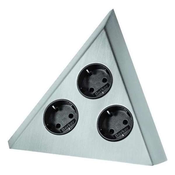 Thebo Tres contactdoos. Belgische aarding.Inox Thebo Tres contactdoos. Belgische aarding.Inox