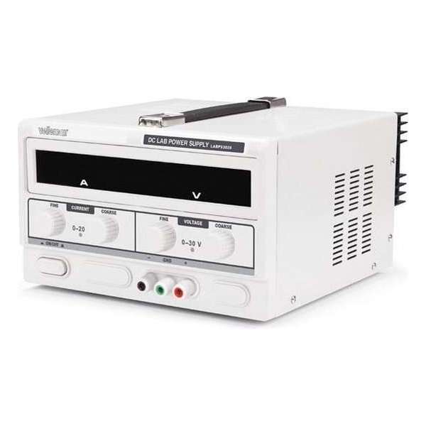 DC-LABOVOEDING 0-30 VDC / 0-20 A MAX MET DUBBEL LED-SCHERM DC-LABOVOEDING 0-30 VDC / 0-20 A MAX MET DUBBEL LED-SCHERM