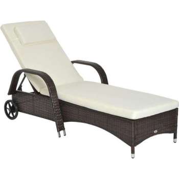 Sunny Polyrotan tuinstoel ligstoel rotan ligstoel tuinmeubel mobiel bruin