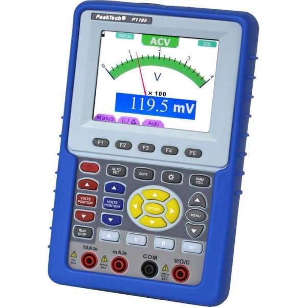 PeakTech 1195 100 MHz / 2 CH ~ 1 GS / s ~ Handheld- Oscilloscoop met digitale multimeter PeakTech 1195 100 MHz / 2 CH ~ 1 GS / s ~ Handheld- Oscilloscoop met digitale multimeter