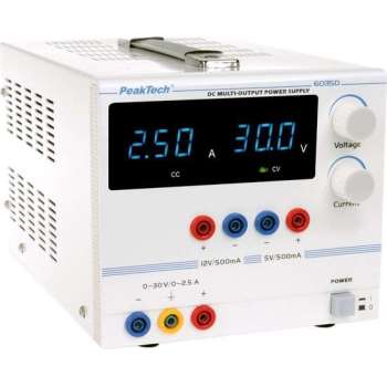 PeakTech 6035 D Digitale laboratoriumvoeding 0 - 30 V / 0 - 2,5 A DC, 5/12 V / 0,5 A vast