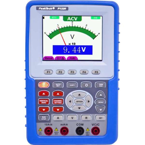PeakTech 1220 20 MHz / 1 CH ~ 100 MS / s ~ Handheld -Oscilloscoop met digitale multimeter PeakTech 1220 20 MHz / 1 CH ~ 100 MS / s ~ Handheld -Oscilloscoop met digitale multimeter