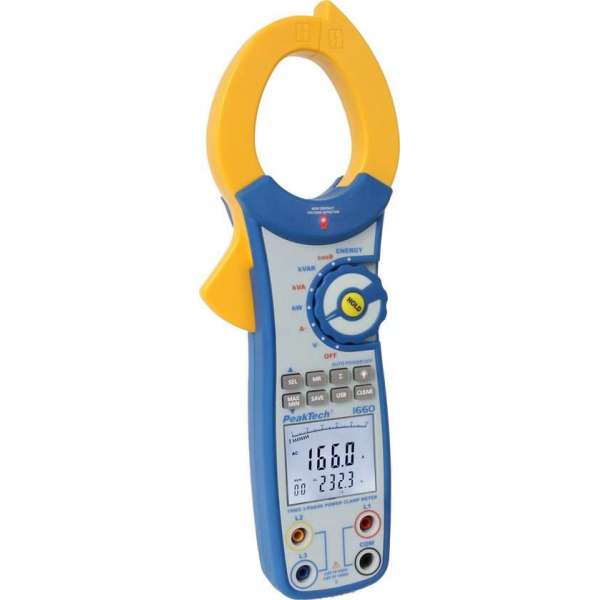 PeakTech 1660 Digitale stroomtangmeter, 4 cijfers, 750 kW, met USB