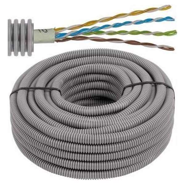 Flexibele voorbedrade buis met UTP kabel - cat. 6, 4x2x0,5mm Ø 16mm, 100 meter - FLEX FEUTP6 Flexibele voorbedrade buis met UTP kabel - cat. 6, 4x2x0,5mm Ø 16mm, 100 meter - FLEX FEUTP6