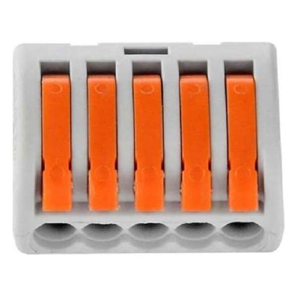 100 stuks - Lasklem 5 - voudig 0.08 – 4mm² hersluitbaar 100 stuks - Lasklem 5 - voudig 0.08 – 4mm² hersluitbaar