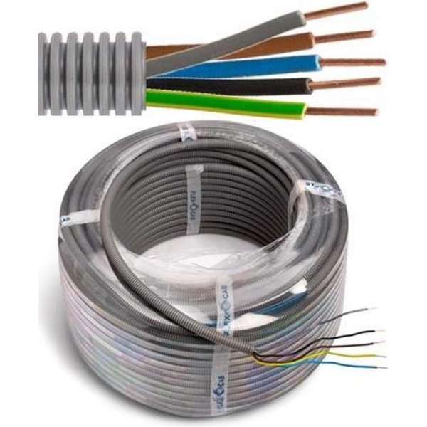 Flexibele voorbedrade buis met VOB installatiedraad - 5G1,5mm² Ø 16mm, 100 meter - FLEX FE5G15 Flexibele voorbedrade buis met VOB installatiedraad - 5G1,5mm² Ø 16mm, 100 meter - FLEX FE5G15