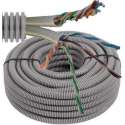 Flexibele voorbedrade buis met UTP kabel - cat. 6, 2x (4x2x0,5mm) Ø 20mm, 100 meter - FLEX FEUTP6X2D20
