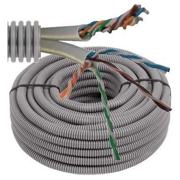 Flexibele voorbedrade buis met UTP kabel - cat. 6, 2x (4x2x0,5mm) Ø 20mm, 100 meter - FLEX FEUTP6X2D20 Flexibele voorbedrade buis met UTP kabel - cat. 6, 2x (4x2x0,5mm) Ø 20mm, 100 meter - FLEX FEUTP6X2D20