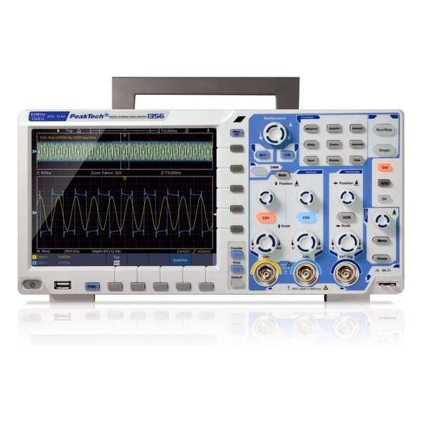 PeakTech 1356 60 MHz / 2 CH, 1 GS / s, "All-in-one" touchscreen-oscilloscoop PeakTech 1356 60 MHz / 2 CH, 1 GS / s, "All-in-one" touchscreen-oscilloscoop