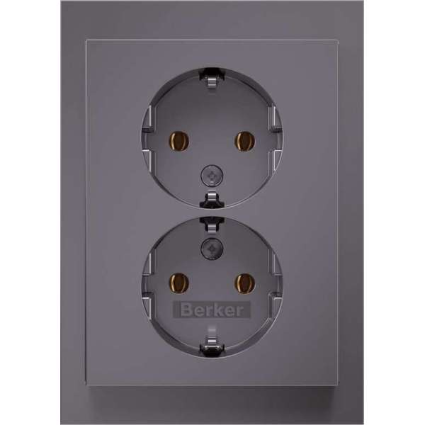 Berker K5 contactdoos – inbouw – 2–voudig – randaarde – RVS Berker K5 contactdoos – inbouw – 2–voudig – randaarde – RVS
