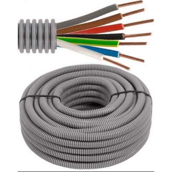 Flexibele voorbedrade buis met VOB installatiedraad - 7G1,5mm² Ø 16mm, 100 meter - FLEX FE7G15D16 Flexibele voorbedrade buis met VOB installatiedraad - 7G1,5mm² Ø 16mm, 100 meter - FLEX FE7G15D16