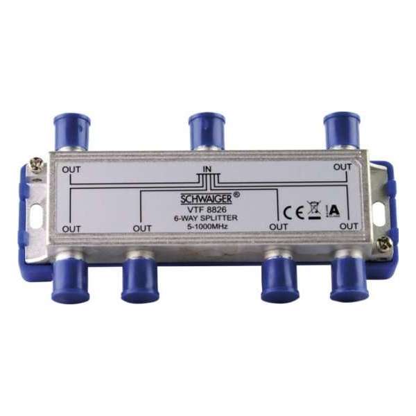 Schwaiger VTF8826 Kabel-TV verdeler 6-voudig 5 - 1000 MHz Schwaiger VTF8826 Kabel-TV verdeler 6-voudig 5 - 1000 MHz
