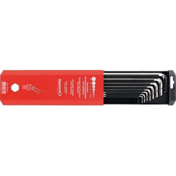 Haakse zeskantschroevendraaier-set met bolkop CV-staal 2-10mm kunststof-h 8delig