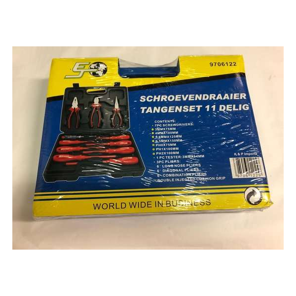 Schroevendraaier- en tangenset 11 delig Schroevendraaier- en tangenset 11 delig