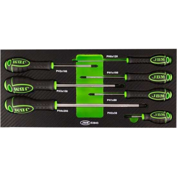 JBM TOOLS | SET VAN 7 SCHROEVENDRAAIERS - CARBON VEZEL