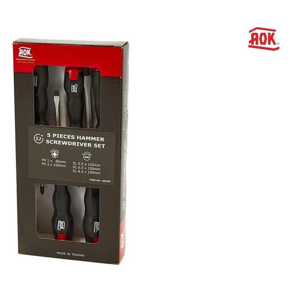 AOK 5 Delige Professionele Schroevendraaierset Philips - Plat AOK 5 Delige Professionele Schroevendraaierset Philips - Plat