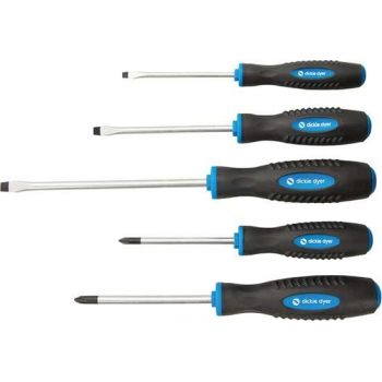 Dickie Dyer Soft-grip schroevendraaier set, 5-delig Kruiskop / sleuf