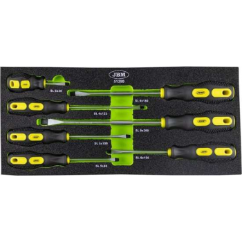 JBM Tools | Set van 7 Platkop schroevendraaiers | Toevoeging gereedschapskar